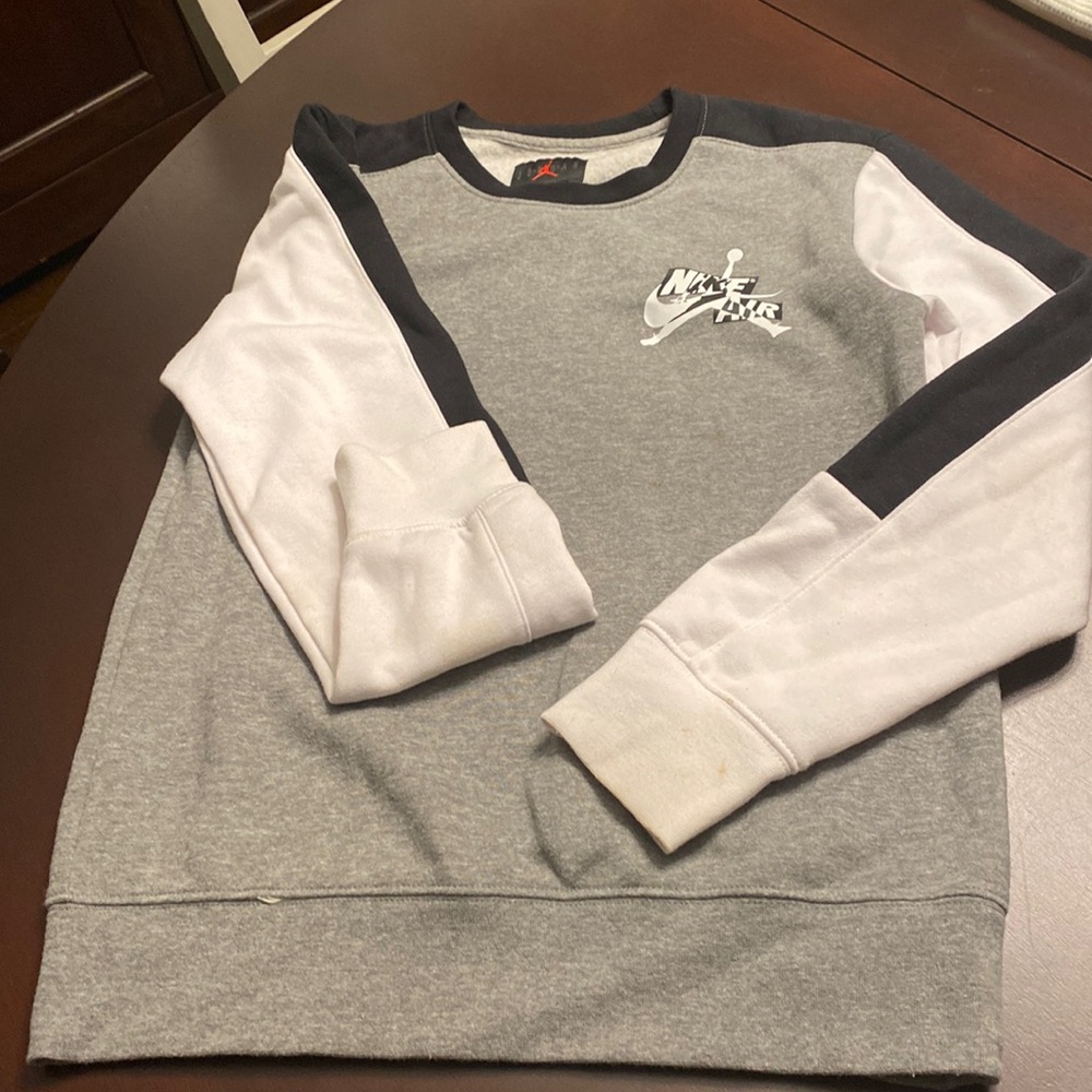 Nike Air boys size large black, gray, and white sweatshirt